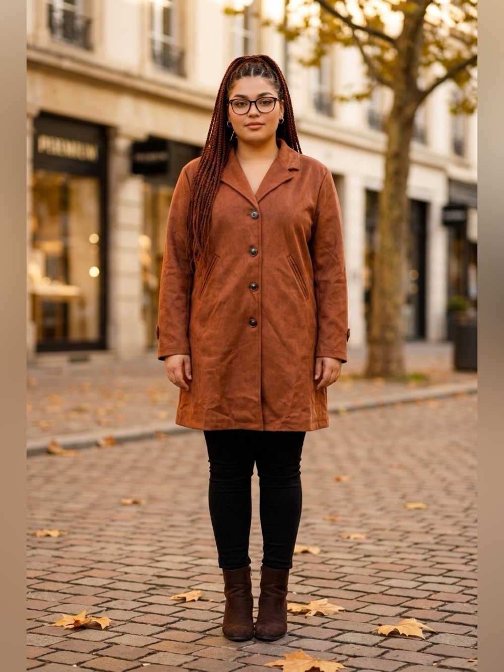 Plus Size Polyester Trench Coat - Size XXL
